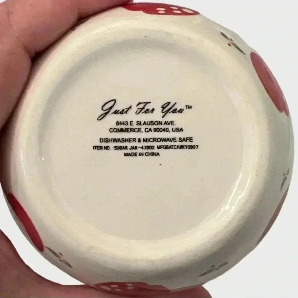 VTG Red Apple Ceramic Sugar Bowl Jam Jar